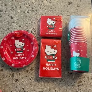 Hello Kitty 4pc Christmas Holiday Party Plate and Cup Set